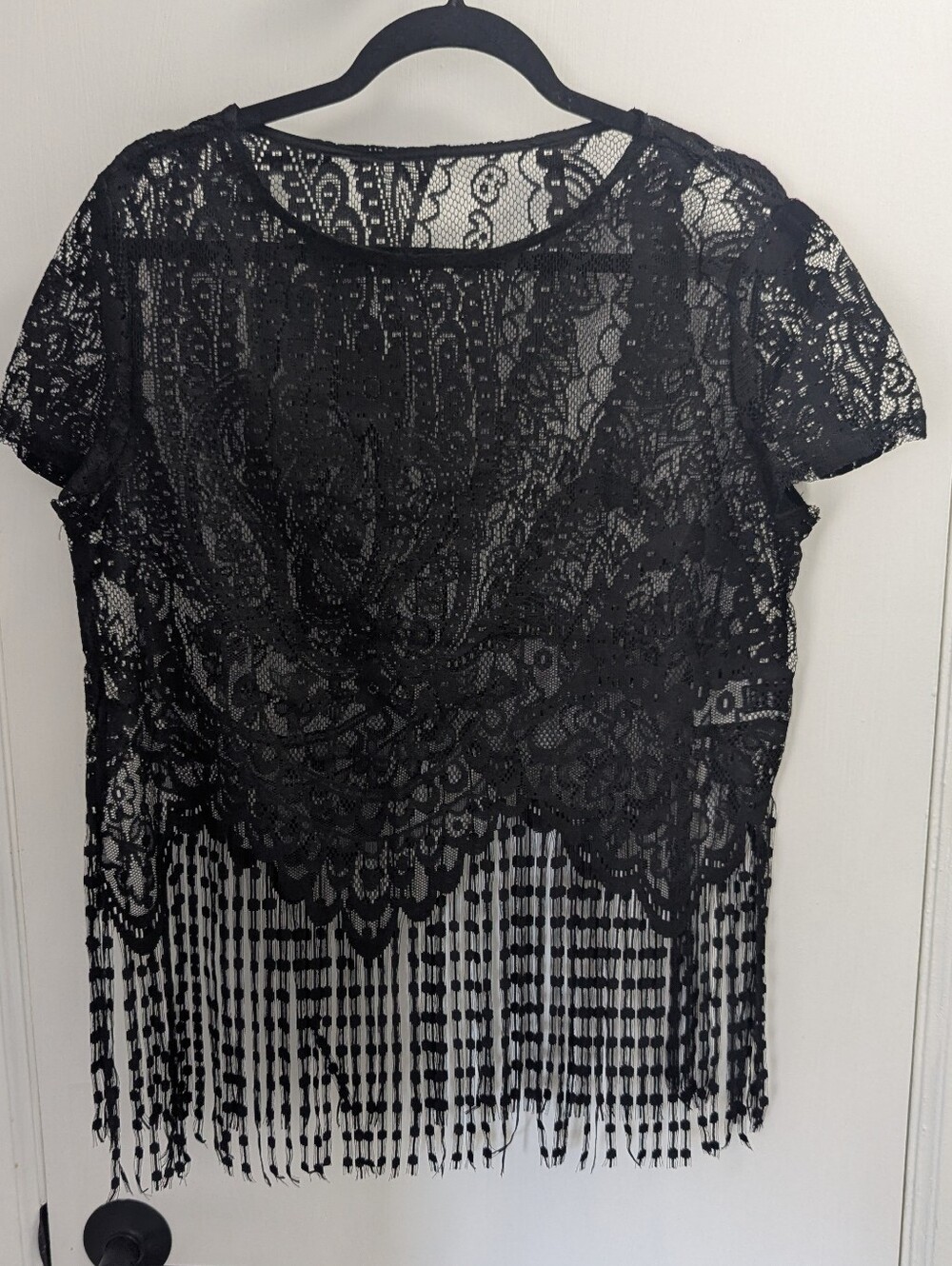 Sheer Lace Fringe Top